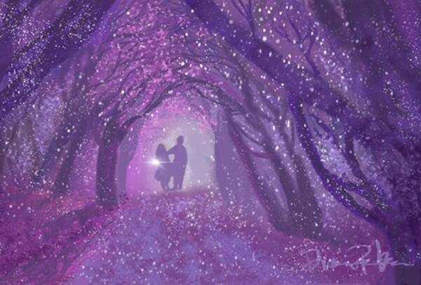 Romance Poster featuring the digital art Kiss in the Woods by Serenity Studio Art