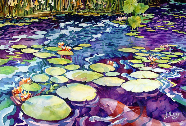 Watercolor Poster featuring the painting Koi Pond by Mick Williams