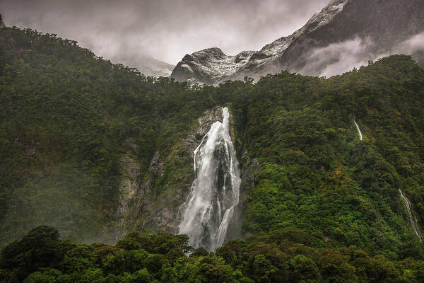 Milford Sound Poster featuring the photograph Lady Bowen Falls by Racheal Christian