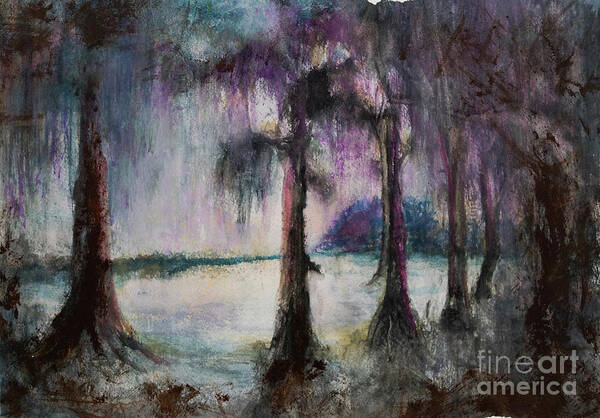 Landscape Poster featuring the painting Lake Verret banks by Francelle Theriot