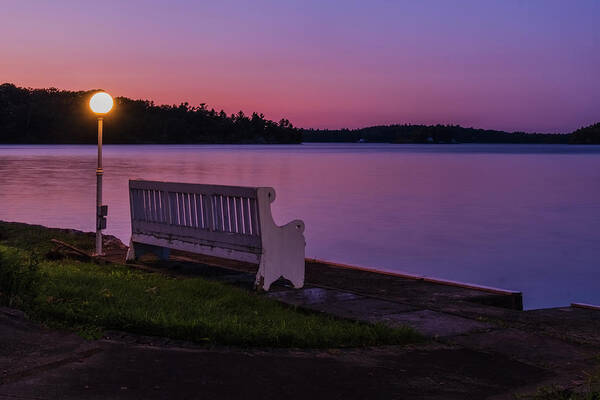 St Lawrence Seaway Poster featuring the photograph Lamp And Bench by Tom Singleton