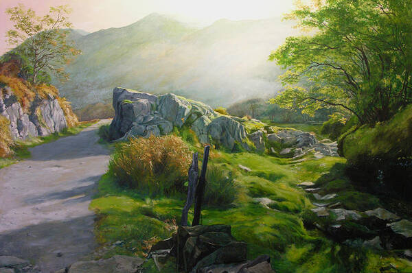 Landscape Poster featuring the painting Landscape in Wales by Harry Robertson