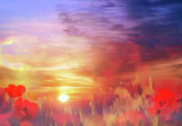 Landscape Poster featuring the digital art Landscape of dreaming poppies by Valerie Anne Kelly