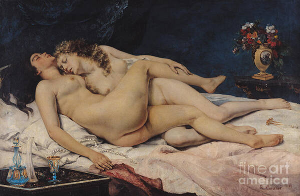 Love Poster featuring the painting Sleep by Gustave Courbet by Gustave Courbet