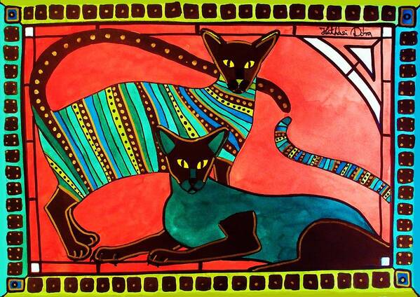 Cat Poster featuring the painting Legend of the Siamese - Cat Art by Dora Hathazi Mendes by Dora Hathazi Mendes