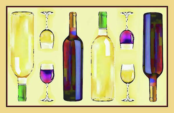 Kitchen Poster featuring the digital art Let's Have Some Wine by Susan Lafleur