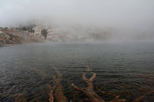 Elko Nevada Landscape Photography Poster featuring the photograph Liberty Lake in Fog by Jenessa Rahn