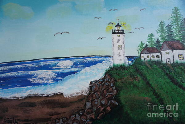 Lighthouse Poster featuring the painting Lighthouse by Jimmy Clark