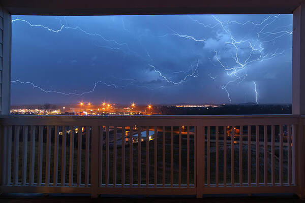 Lightning Poster featuring the photograph Lightning from the Balcony by Dennis Sprinkle