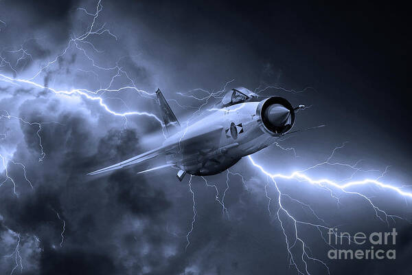 Lightning Poster featuring the digital art Lightning Power - Mono by Airpower Art