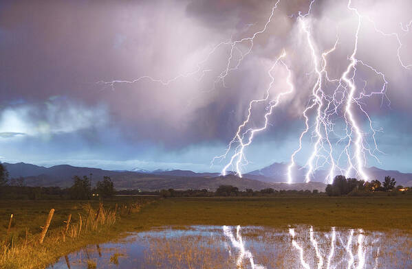 Awesome Poster featuring the photograph Lightning Striking Longs Peak Foothills 4 by James BO Insogna