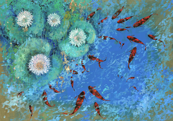 Fishscape Poster featuring the painting Lo Stagno by Guido Borelli