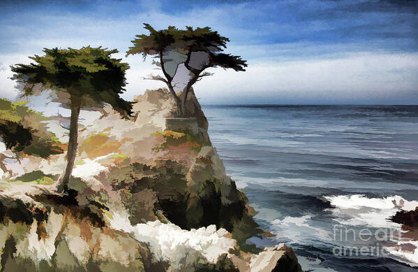 Monterey Poster featuring the photograph Lone Cypress Tree Pebble Beach by Chuck Kuhn