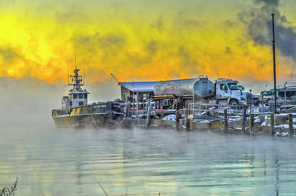 Sea Smoke Poster featuring the photograph Lone Star Tug by Jeff Cooper