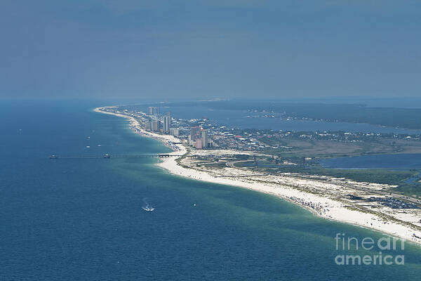 Gulf Shores Poster featuring the photograph Long, aerial, beach view by Gulf Coast Aerials -