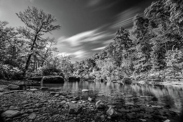 Arkansas Poster featuring the photograph Long exposure richland creek in Black and White by Mati Krimerman