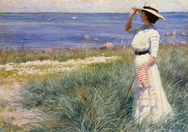 Looking Out To Sea Poster featuring the painting Looking out to Sea by Paul Fischer