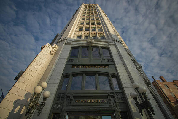 Buffalo Poster featuring the photograph Looking up at the Electric Tower by Jay Smith