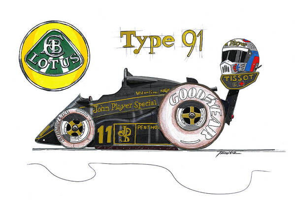 Porsche Poster featuring the painting Lotus Type 91 by Tano V-Dodici ArtAutomobile