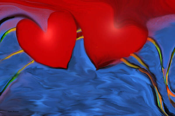Hearts Poster featuring the digital art Love flow by Linda Sannuti