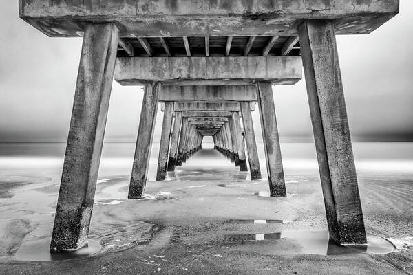 Tybee Pier Poster featuring the photograph Low Tide by Ray Silva