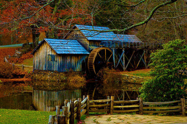 Landscape Poster featuring the photograph Mabry Mill II by Mark Currier