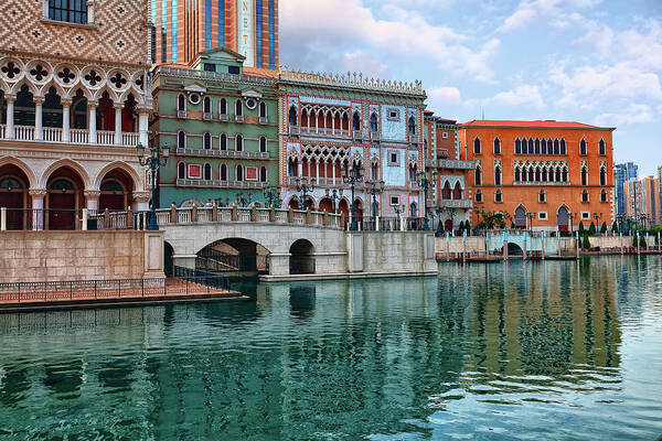 Venetian Poster featuring the photograph MACAU China attractions by Sergey Nosov