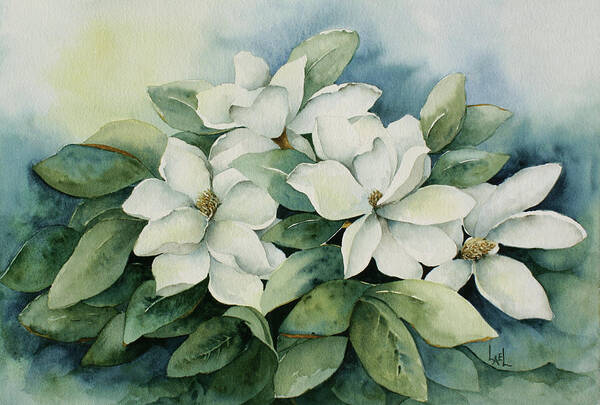 Magnolias Poster featuring the painting Magnolias #2 by Lael Rutherford