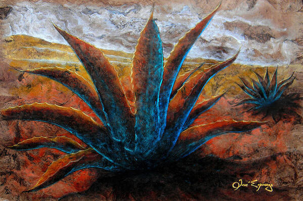 Maguey Paintings Poster featuring the painting A . G . A . V . E by J U A N - O A X A C A