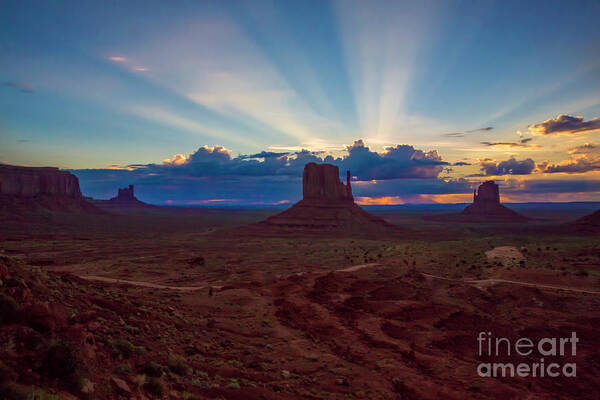 Majestic Sunrise Poster featuring the photograph Majestic Sunrise, Monument Valley by Felix Lai