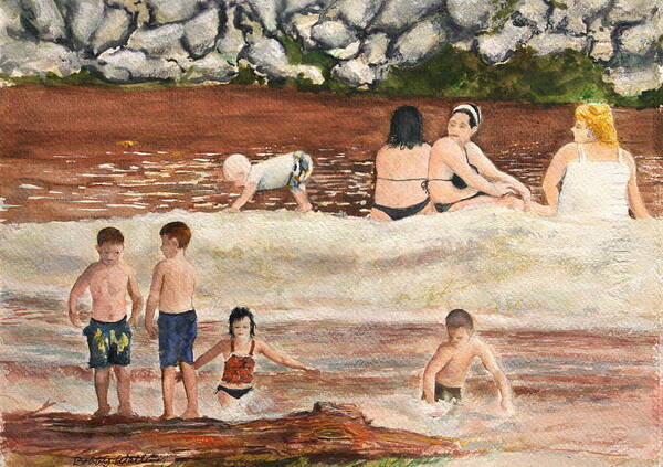 Swimming Poster featuring the painting Mamas watchin you by Bobby Walters