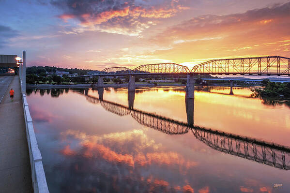 Market Street Bridge Poster featuring the photograph Market Street Jog At Sunrise by Steven Llorca