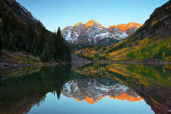 Maroon Bells Poster featuring the photograph Maroon Bells Reflection by Nancy Dunivin