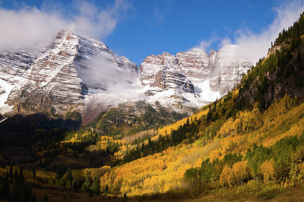 Colorado Poster featuring the photograph Maroon Bells by Steve Stuller