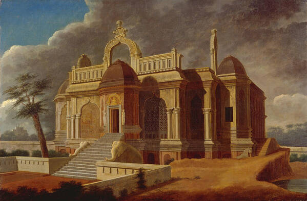 Francis Swain Ward Poster featuring the painting Mausoleum with Stone Elephants by Francis Swain Ward