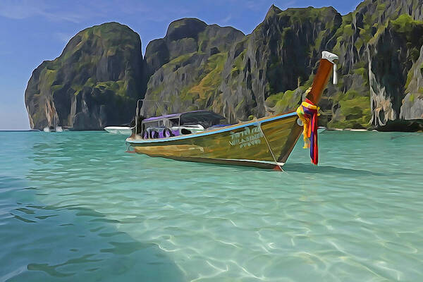 Thailand Poster featuring the photograph Maya Bay Long-tail by Dennis Cox