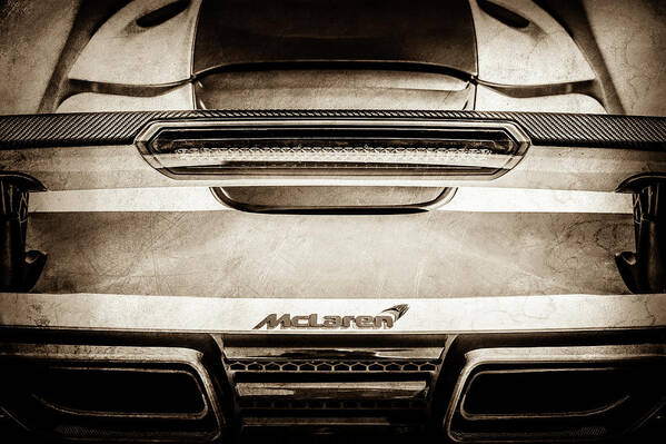 Mclaren Mp4 12c Rear View Poster featuring the photograph McLaren MP4 12C Rear View -0668s by Jill Reger