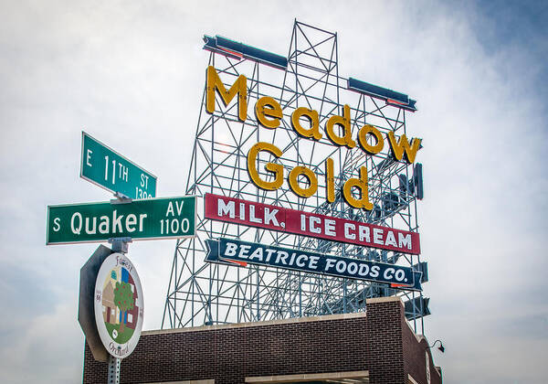 Meadow Gold Poster featuring the photograph Meadow Gold Sign 11th and Quaker by Bert Peake