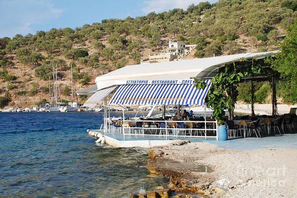 Meganissi Poster featuring the photograph Meganissi beach taverna by David Fowler
