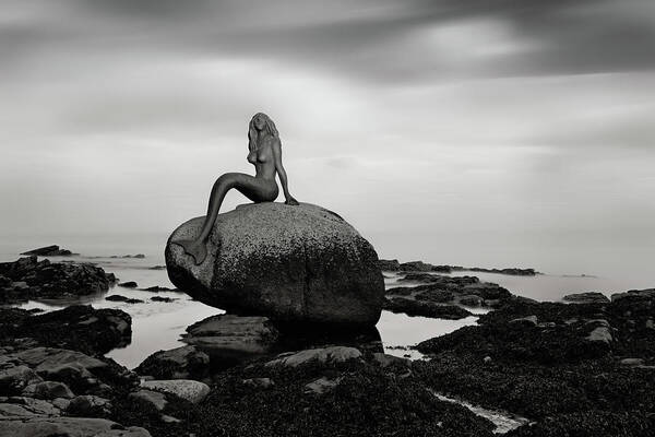 Mermaid Poster featuring the photograph Mermaid of the north mono by Grant Glendinning