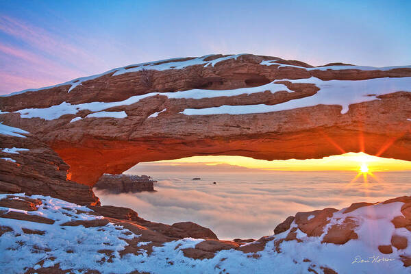 Canyonlands Poster featuring the photograph Mesa Arch and Winter Inversion by Dan Norris