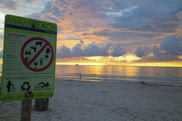 Sunrise Poster featuring the photograph Miami Beach Sunrise by Dart Humeston