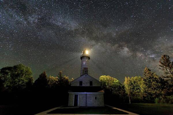 Door County Poster featuring the photograph Milky Way Over Cana Island Lighthouse by Paul Schultz