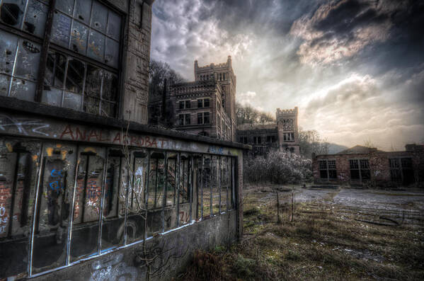 Urbex Poster featuring the digital art Mine sunset by Nathan Wright