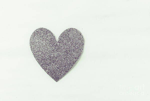 Valentine Poster featuring the photograph Minimalistic Silver Glitter Heart by Andrea Anderegg