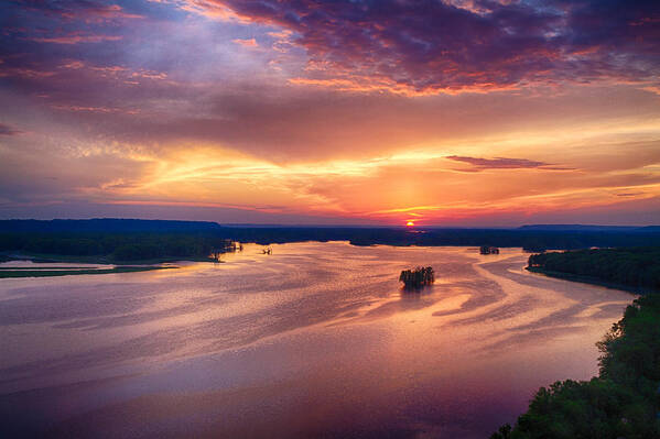 Sunset Poster featuring the photograph Mississippi River Valley by Jayme Spoolstra