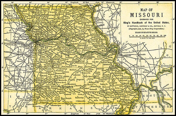 Map Poster featuring the photograph Missouri Antique Map 1891 by Phil Cardamone