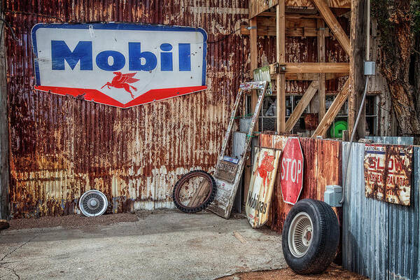 Route 66 Poster featuring the photograph Mobil Signs by Diana Powell