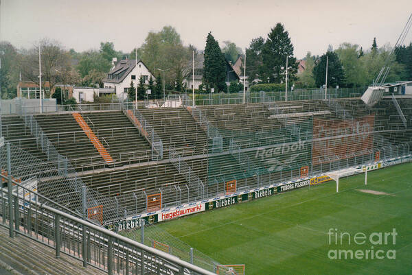  Poster featuring the photograph Monchengladbach - Bokelbergstadion - West Goal Stand - April 1997 by Legendary Football Grounds