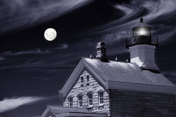 Lighthouse Poster featuring the photograph Moon Light by Robin-Lee Vieira